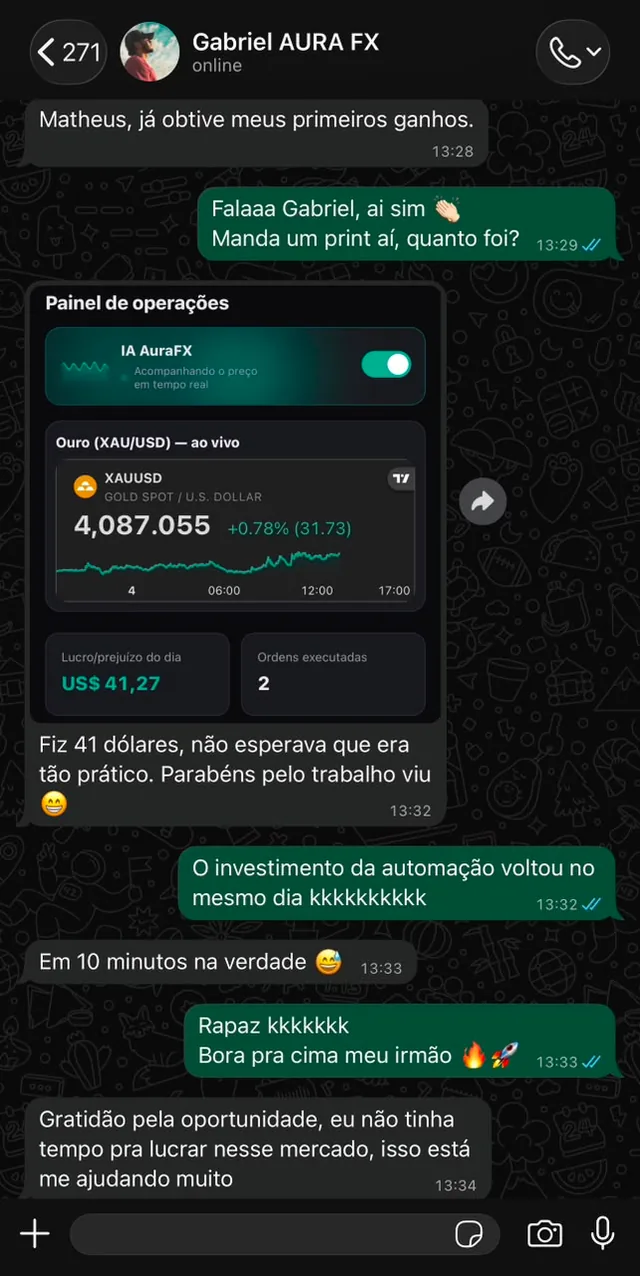 Depoimento de cliente AuraFX 1